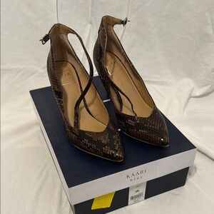 Kaari Blue Snake Skin Stiletto Heels Elegant Pumps